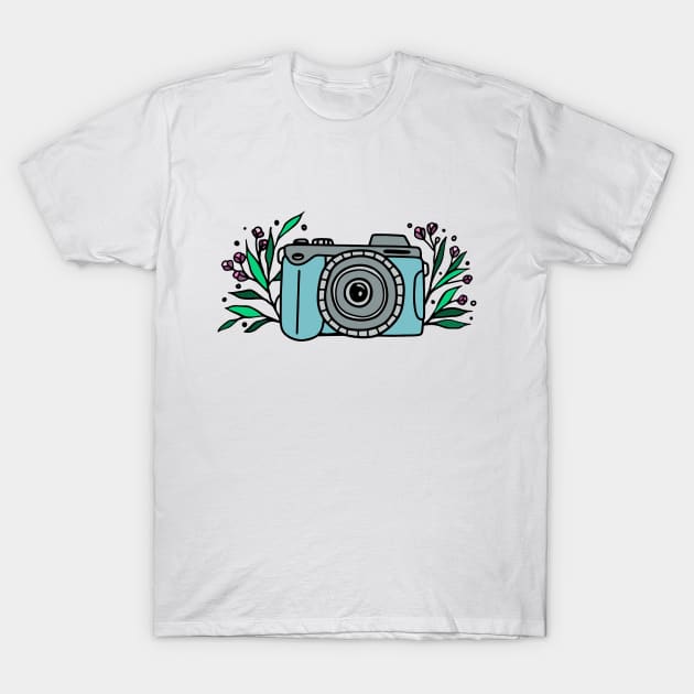 Whimsical camera with flowers T-Shirt by chris@christinearnold.com